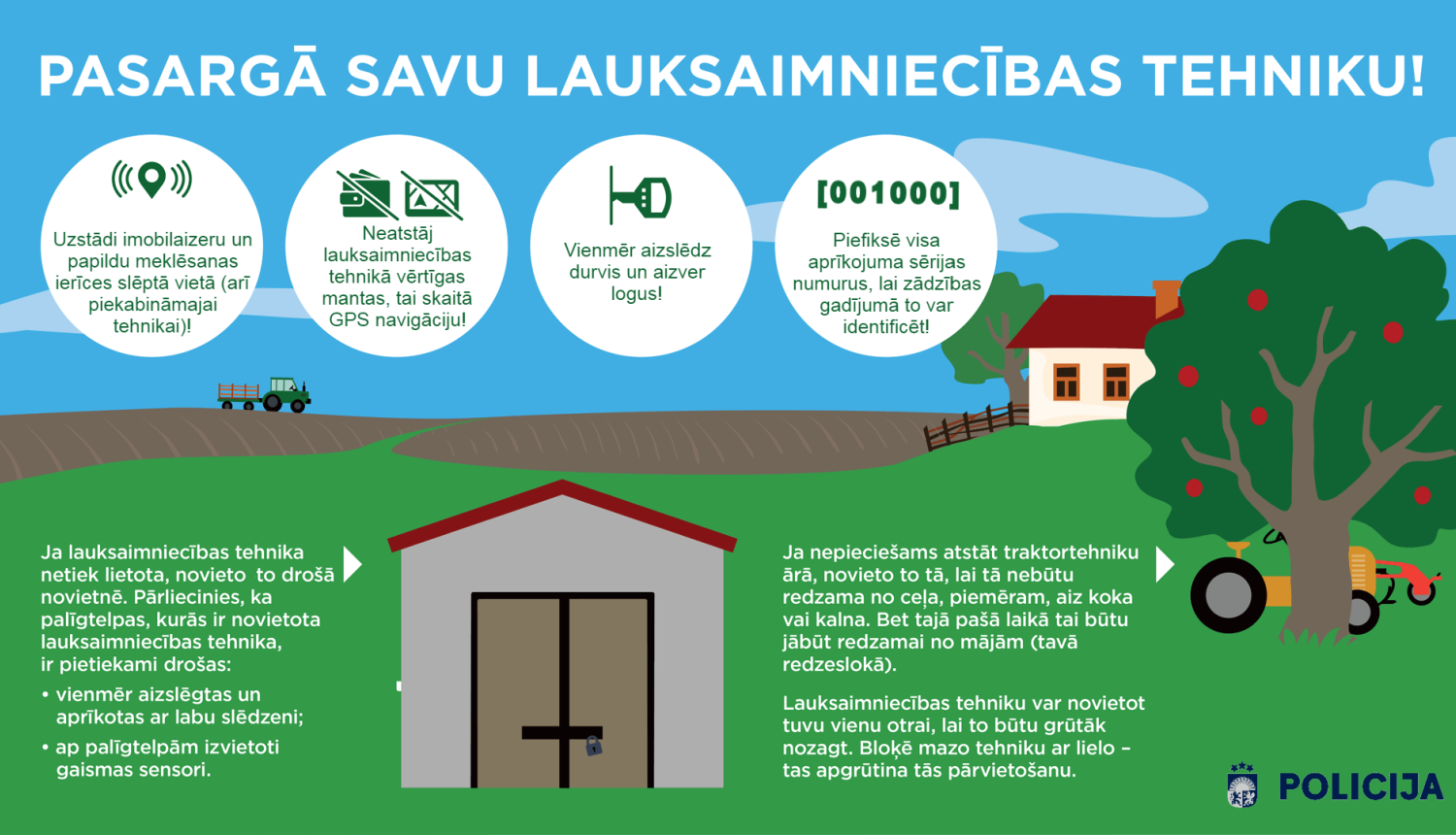 Valsts policijas aicina parūpēties par traktortehnikas drošību!